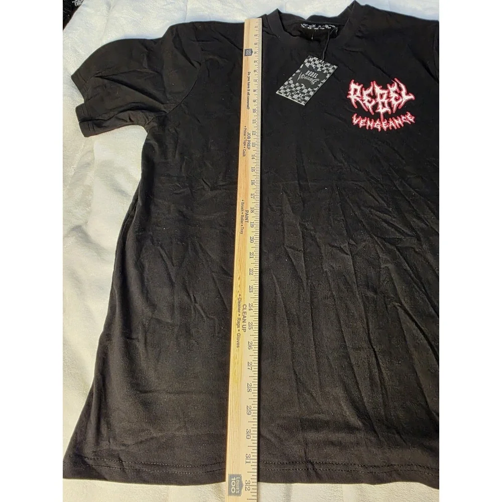 New Rebel Vengeance Never Fear The Grim Reaper Skull Streetwear Graphic Tee 2XL - Picture 3 of 6